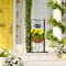 Sorbus Welcome Planter Basket Stand with Coco Liner, Stylish Flower, Plant, and Outdoor decor for Home, Garden, Patio, Deck, Black Metal